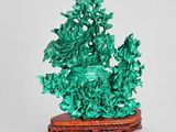 chinese carved jade figurine of a tree on a stand