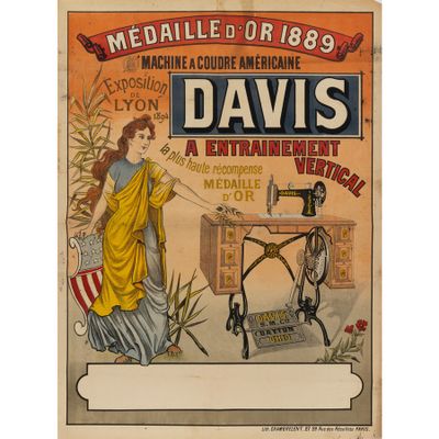 Davis, Machine à Coudre Affiche Lithographie [Non Canvas]