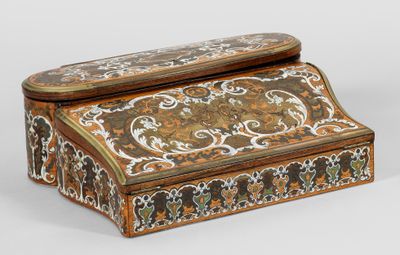 a brown and white box on a white surface