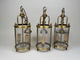 pair of antique brass and glass lanterns