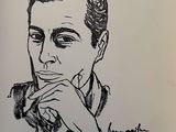 drawing of a man with his hand on his chin resting on his chin