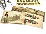 a lot of cards and figurines on the table