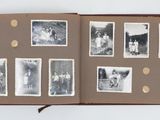 an open book with pictures of people on it