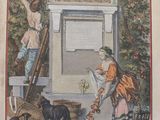 une photo d'un tableau représentant un homme et un chien