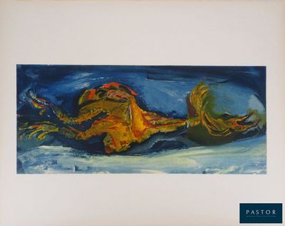 une peinture représentant un poisson allongé par terre