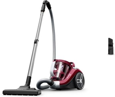 un gros plan sur un aspirateur rouge et un aspirateur noir et blanc
