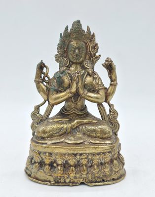 TIBET- CHINE. Statuette d'Avalokiteshvara Shadakshari en bro…