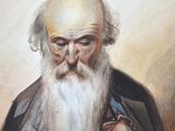 painting of an old man with a long beard and a white beard