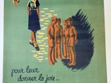 affiche française représentant une femme accompagnant un groupe d'enfants dans un champ