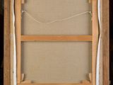 an old wooden easel with a painting on top of it