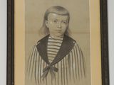 portrait of a young man in a sailor ' s outfit in a black and white photo