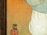 a picture of a painting of a man holding a baby