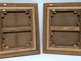 pair of antique wooden picture frames with glass inserts