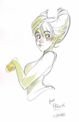 croquis d'une femme tenant une banane dans la main droite