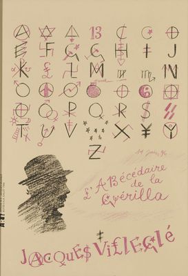 un dessin représentant un homme portant un chapeau sur lequel figurent des lettres