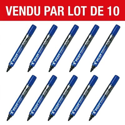 pack of 10 pens with blue ink and black ink on white background