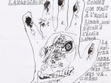 dessin d'une main sur laquelle est représenté le visage d'une personne