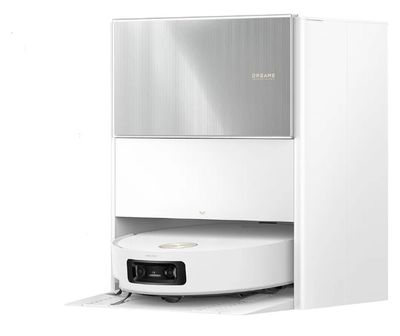 un robot posé sur un meuble blanc