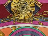 a painting of a clock on the top of a building