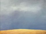 an oil painting of a field with a lone tree in the distance