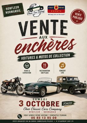 une affiche annonçant un salon de voitures anciennes en France