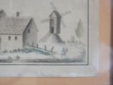 a picture of a picture of a windmill and a house