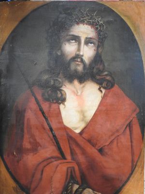 tableau représentant un homme portant une couronne d'épines sur la tête