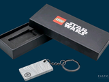 lego star wars keychain in a black gift box with a key chain