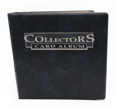 collector ' s card album with black cover and silver logo