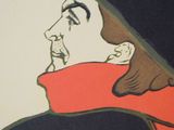 a drawing of a man in a top hat with a red scarf