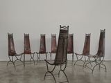 lot de six chaises en cuir et en fer, de style « chaise »
