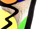 peinture représentant une œuvre d'art abstraite aux couleurs vives sur fond blanc