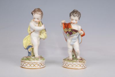 SAXE XIXème siècle Paire de sujets en porcelaine polychrome …