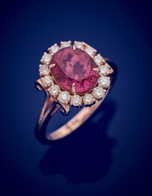 BAGUE "marguerite" en or rose (585‰) 14 carats, serti d'une …