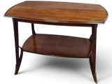 an image of a wooden table with a shelf on it