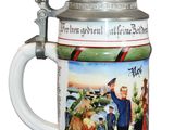 an image of a beer mug with a picture of a man on it