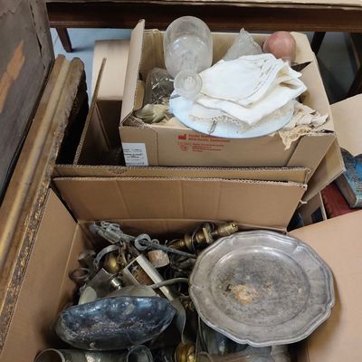 a box full of assorted items sitting on a table