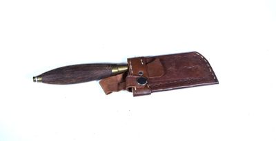 COUTEAU HACHOIR à poignée en bois et laiton, lame en acier g…