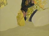 an image of a painting of a woman walking on a beach