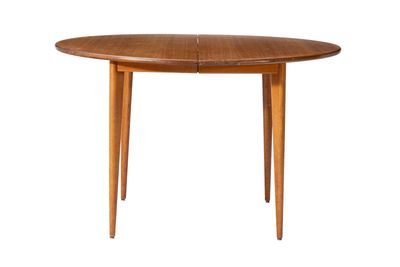a close up of a table with a wooden top on a white background