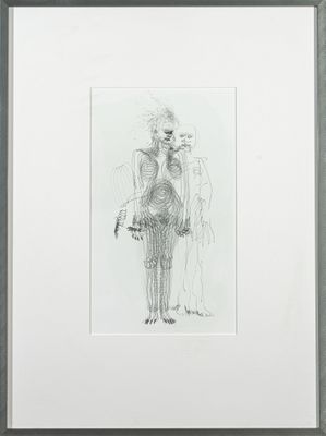 l'image d'un dessin représentant un homme et une femme debout l'un à côté de l'autre