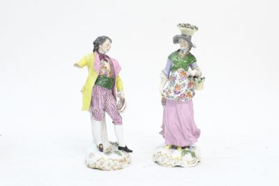 MEISSEN Paire de figurines en porcelaine polychromes, accide…