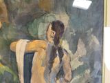 une peinture représentant une femme assise sur une chaise