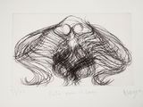 drawing of a black and white drawing of a woman ' s face
