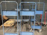 two carts that are sitting next to each other in a warehouse