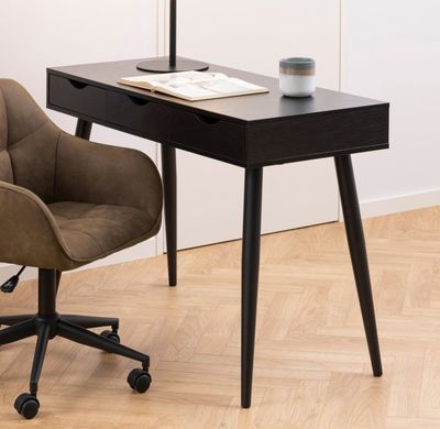 Bureau 3 tiroirs STOLK ,décor noir, dimensions: 110x50x77,1 …