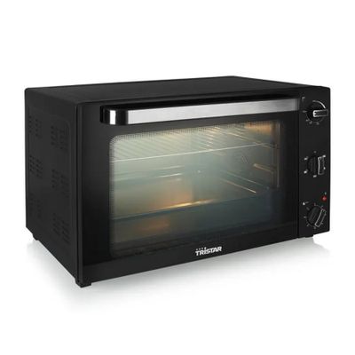 an image of a black toaster oven on a white background