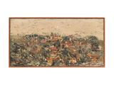 une image représentant un tableau d'une ville avec beaucoup d'arbres