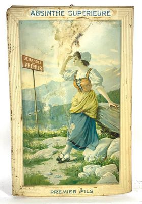 Plaque Absinthe Premier Fils en tôle sérigraphiée. - Photo 1