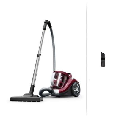 gros plan d'un aspirateur et d'une balayeuse sur fond blanc